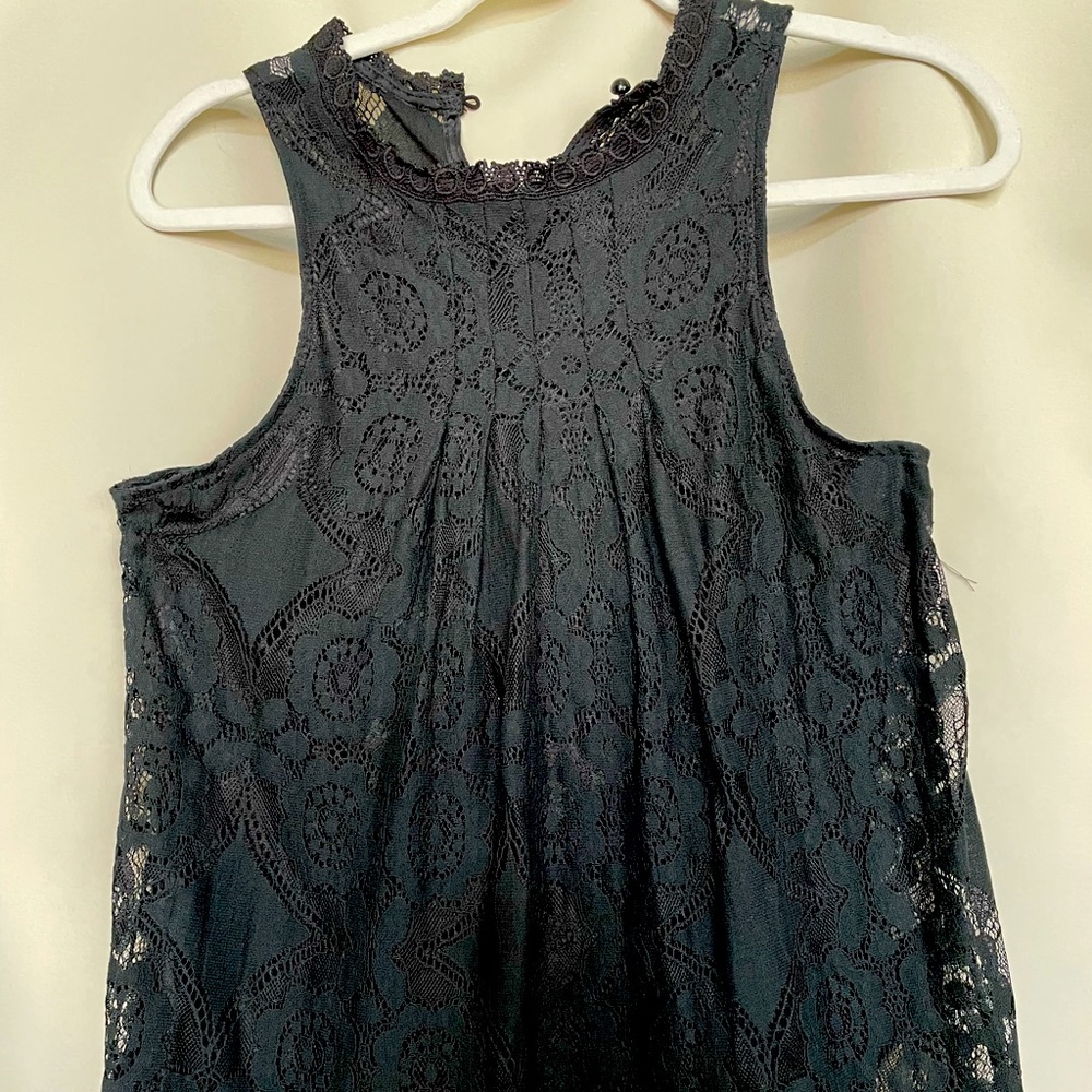 lace crochet, black tank top, halter, floral